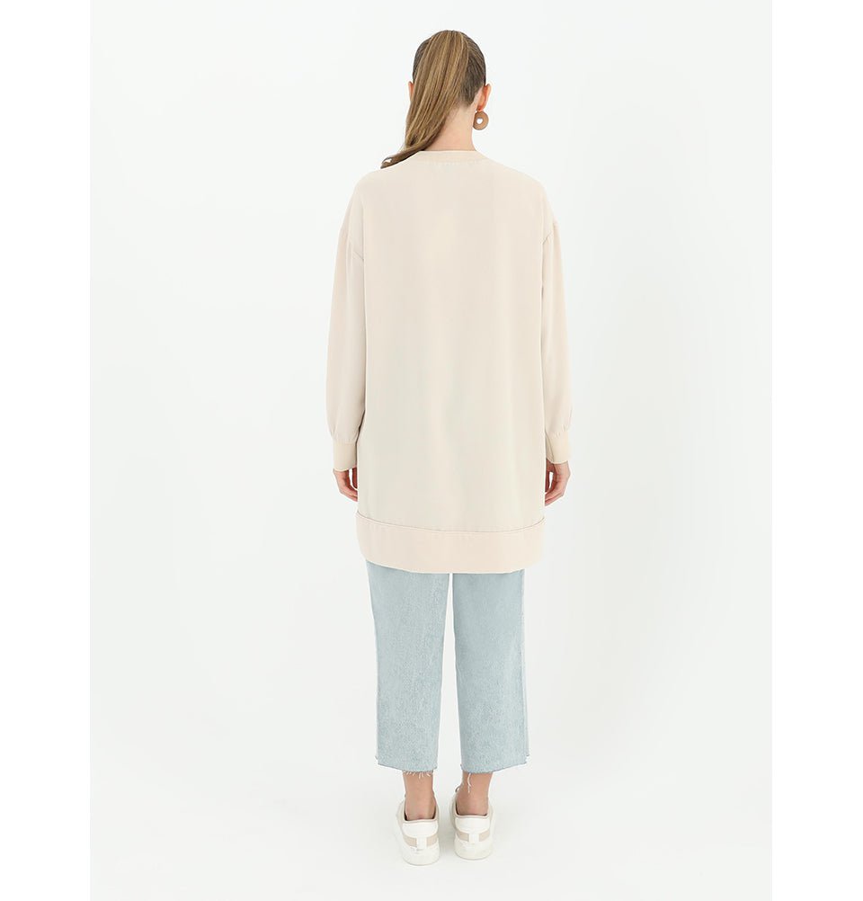 Modefa Tunic Modern Muslim Women's Ultramodern Chic Hi Lo Tunic - 10431 Beige