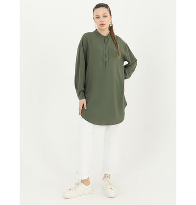 Modefa Tunic Modest Muslim Woman's Posh Tunic 10429 - Olive Green