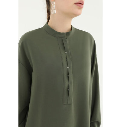 Modefa Tunic Modest Muslim Woman's Posh Tunic 10429 - Olive Green