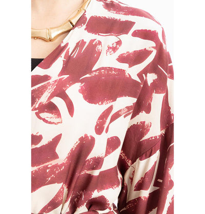 Modefa Tunic Modest Muslim Woman's Relaxed Wrap Kimono - M92011 Stone with Red