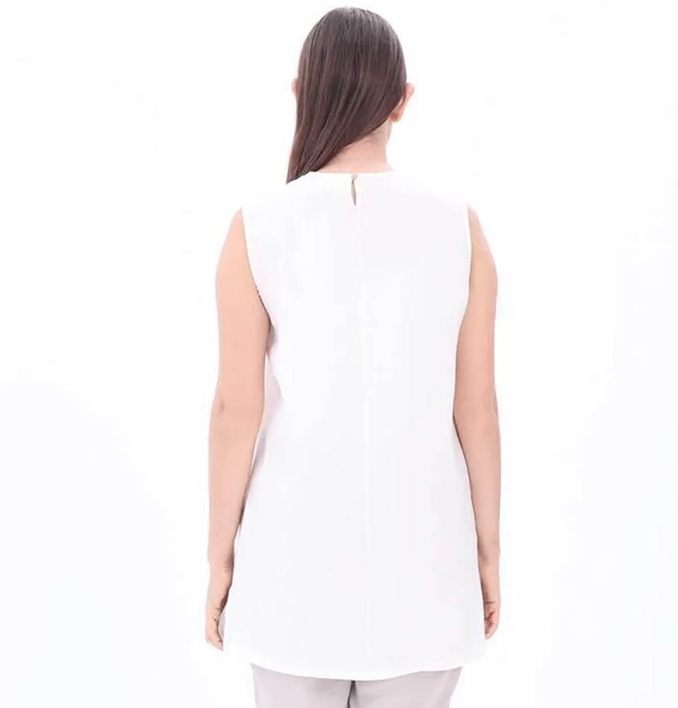Modefa Tunic Modest Muslim Women's Basic Sleeveless Modal Tunic - M16021 Ecru