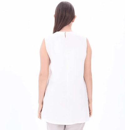 Modefa Tunic Modest Muslim Women's Basic Sleeveless Modal Tunic - M16021 Ecru