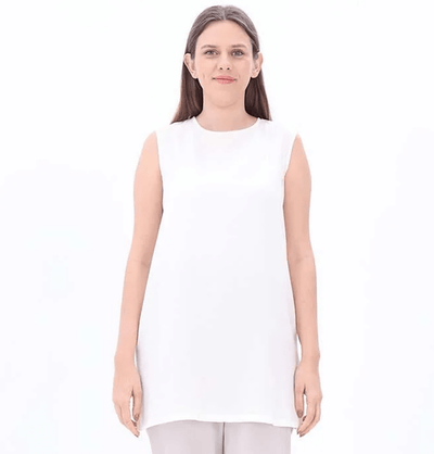 Modefa Tunic Modest Muslim Women's Basic Sleeveless Modal Tunic - M16021 Ecru