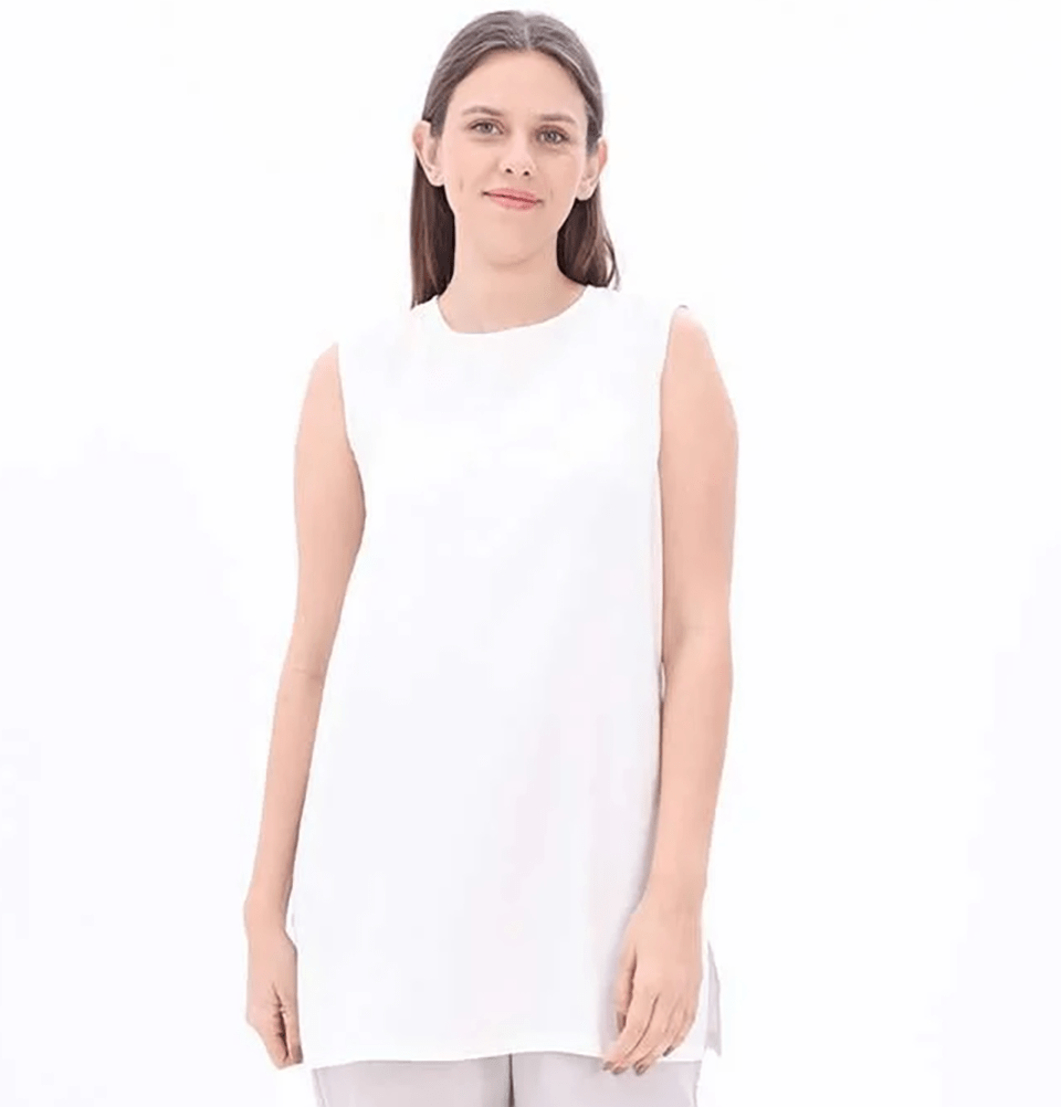 Modefa Tunic Modest Muslim Women's Basic Sleeveless Modal Tunic - M16021 Ecru