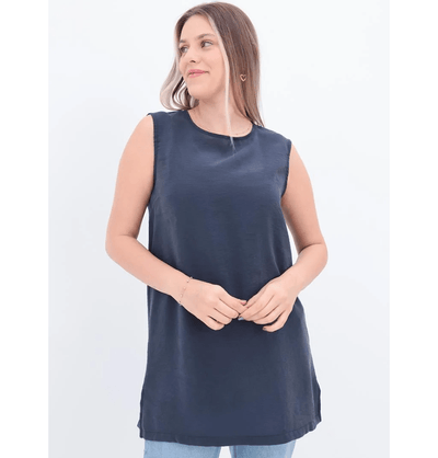 Modefa Tunic Modest Muslim Women's Basic Sleeveless Modal Tunic - M16021 Indigo Blue