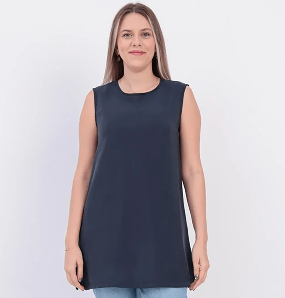 Modefa Tunic Modest Muslim Women's Basic Sleeveless Modal Tunic - M16021 Indigo Blue
