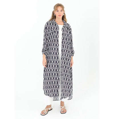 Modefa Tunic Modest Muslim Women's Breezy Maxi Long Blouse Tunic 10329 - Tribal Navy