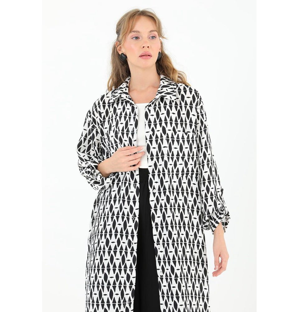 Modefa Tunic Modest Muslim Women's Breezy Maxi Long Blouse Tunic 10537 - Black