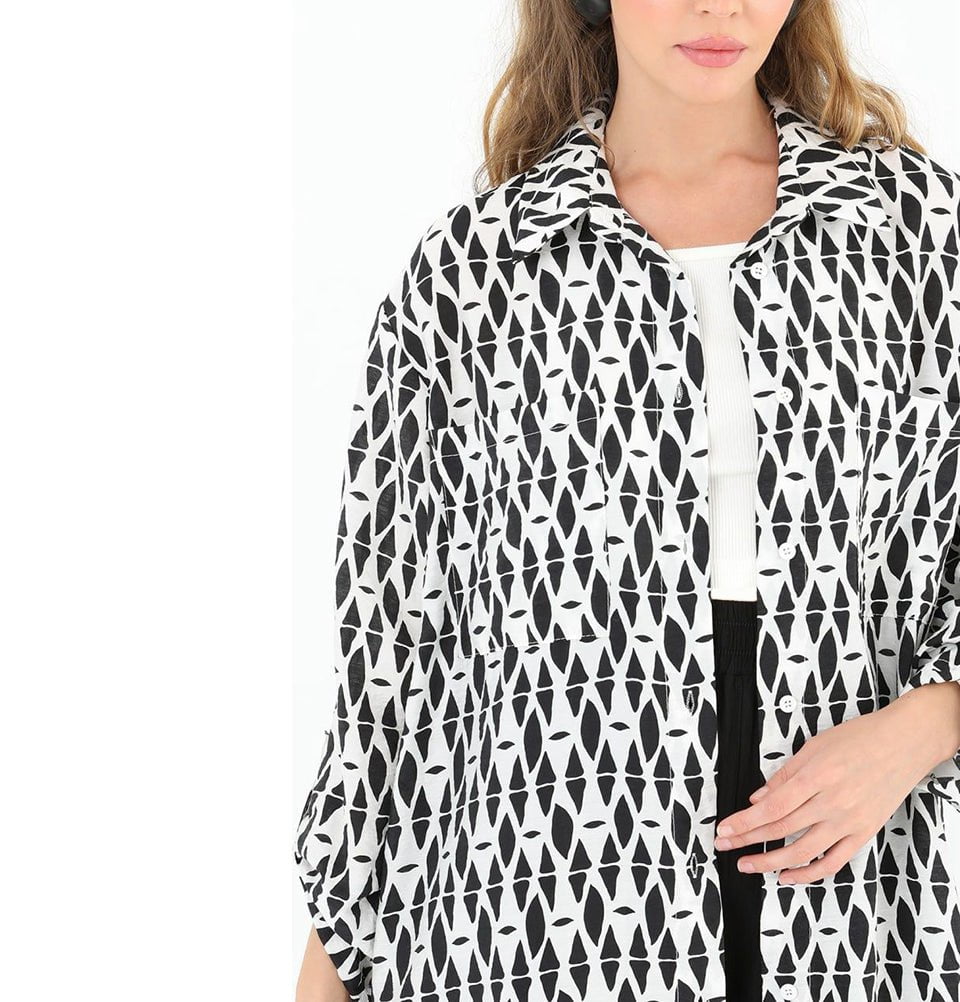 Modefa Tunic Modest Muslim Women's Breezy Maxi Long Blouse Tunic 10537 - Black