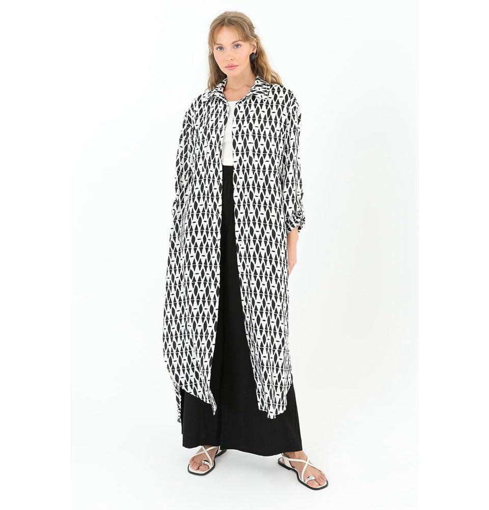 Modefa Tunic Modest Muslim Women's Breezy Maxi Long Blouse Tunic 10537 - Black