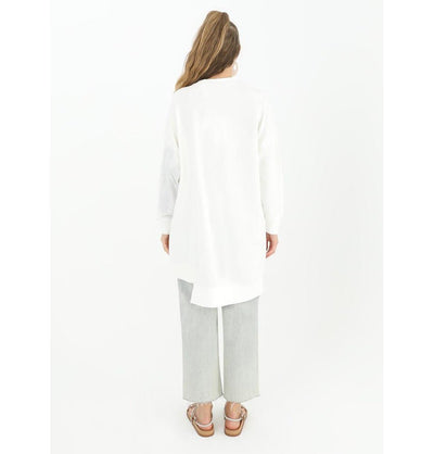 Modefa Tunic Modest Muslim Women's Distressed Metallic Tunic - 10474 White
