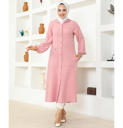 Modefa Tunic Modest Muslim Women's Long Hooded Tunic 5213 - Blush Pink