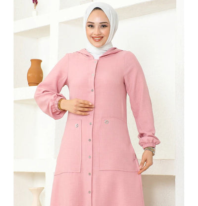 Modefa Tunic Modest Muslim Women's Long Hooded Tunic 5213 - Blush Pink