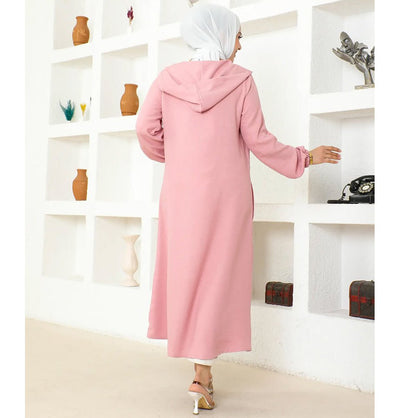 Modefa Tunic Modest Muslim Women's Long Hooded Tunic 5213 - Blush Pink