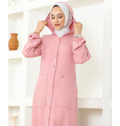 Modefa Tunic Modest Muslim Women's Long Hooded Tunic 5213 - Blush Pink