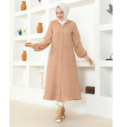 Modefa Tunic Modest Muslim Women's Long Hooded Tunic - 5213 Mink