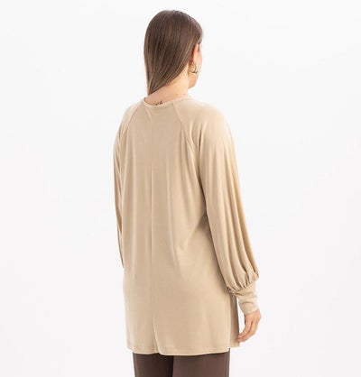 Modefa Tunic Modest Muslim Women's Long Sleeve Gathered Tunic -M20023 Beige