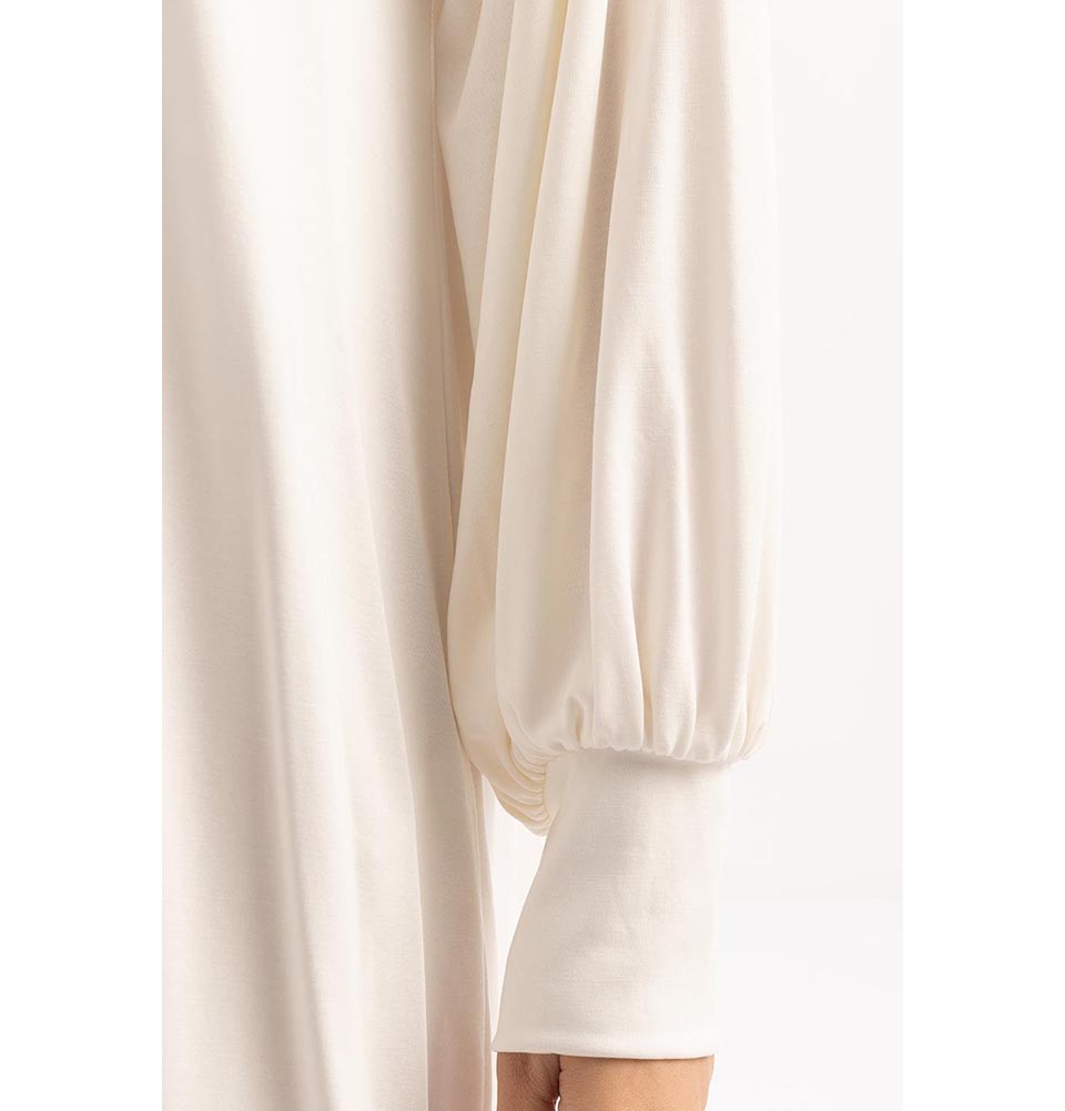Modefa Tunic Modest Muslim Women's Long Sleeve Gathered Tunic -M20023 Ecru