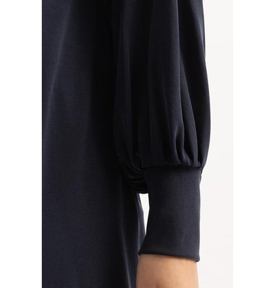 Modefa Tunic Modest Muslim Women's Long Sleeve Gathered Tunic -M20023 Navy Blue
