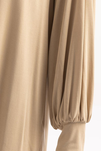 Modefa Tunic Modest Muslim Women's Long Sleeve Gathered Tunic -M20023 Taupe