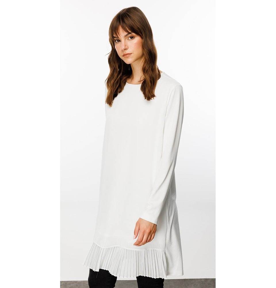 knee length dresses for ladies Women's Long White Tunic Dress