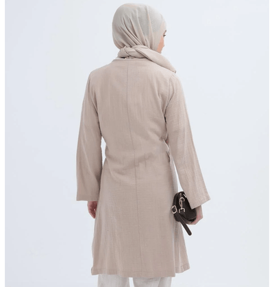 Modefa Tunic Modest Muslim Women’s Muslin Kimono Style Tunic - M85052 Beige
