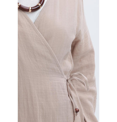 Modefa Tunic Modest Muslim Women’s Muslin Kimono Style Tunic - M85052 Beige
