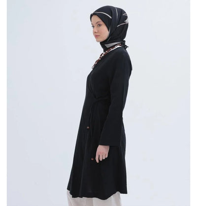 Modefa Tunic Modest Muslim Women’s Muslin Kimono Style Tunic - M85052 Black