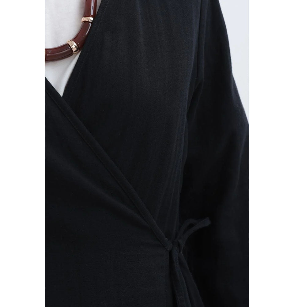 Modefa Tunic Modest Muslim Women’s Muslin Kimono Style Tunic - M85052 Black