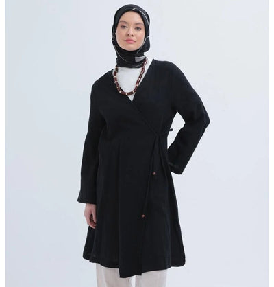 Modefa Tunic Modest Muslim Women’s Muslin Kimono Style Tunic - M85052 Black
