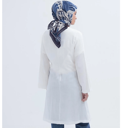 Modefa Tunic Modest Muslim Women’s Muslin Kimono Style Tunic - M85052 Ecru White