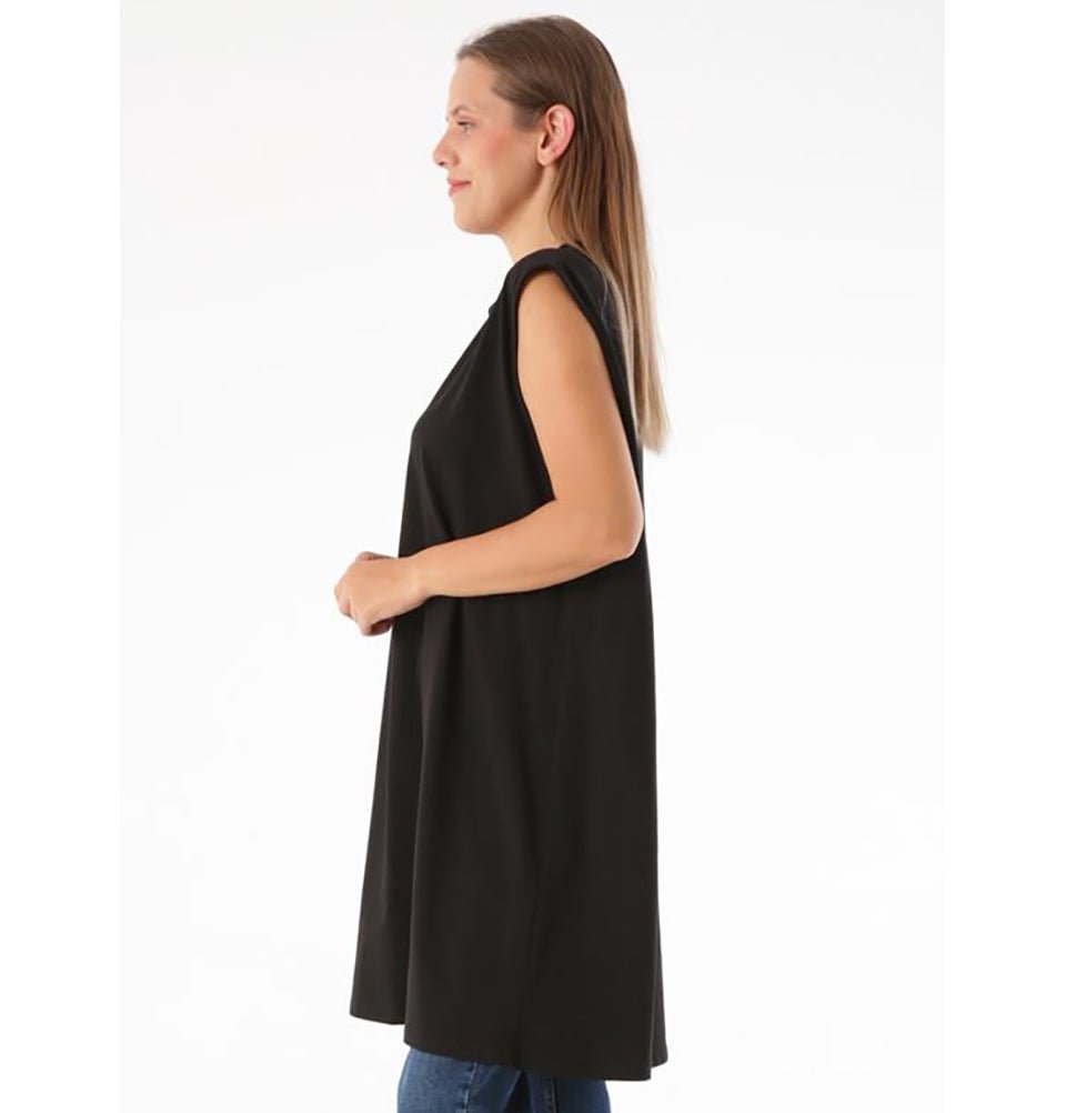 Modefa Tunic Modest Muslim Women's Plus Size Essential Sleeveless Tunic - M16003 Black