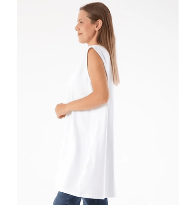 Modefa Tunic Modest Muslim Women's Plus Size Essential Sleeveless Tunic - M16003 White