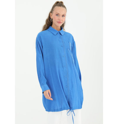 Modefa Tunic Modest Women's Abstract Flower Tunic 10519 - Blue