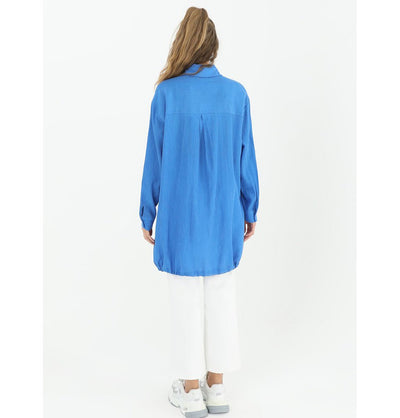Modefa Tunic Modest Women's Abstract Flower Tunic 10519 - Blue