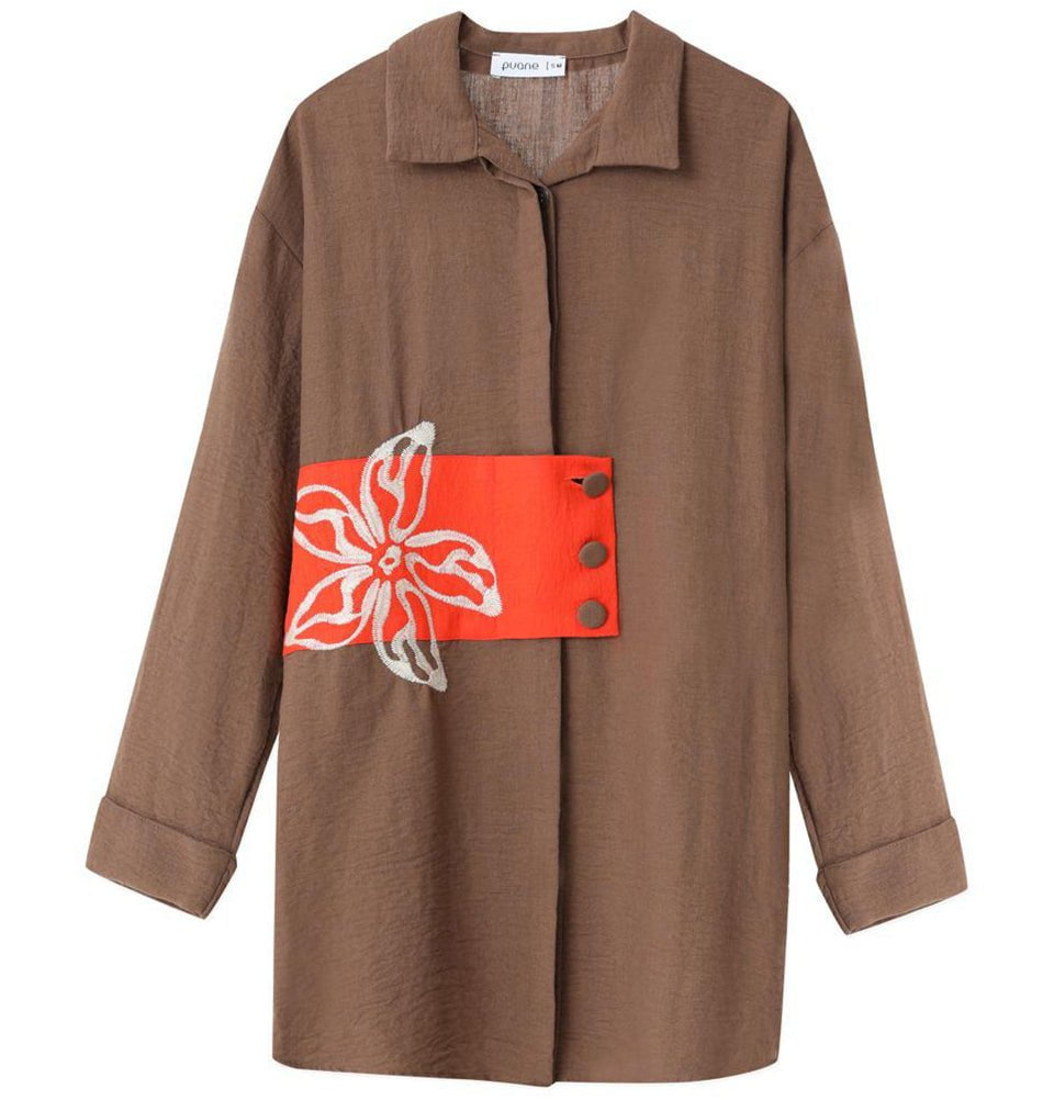 Modefa Tunic Modest Women's Abstract Tunic 10293 - Brown & Light Red