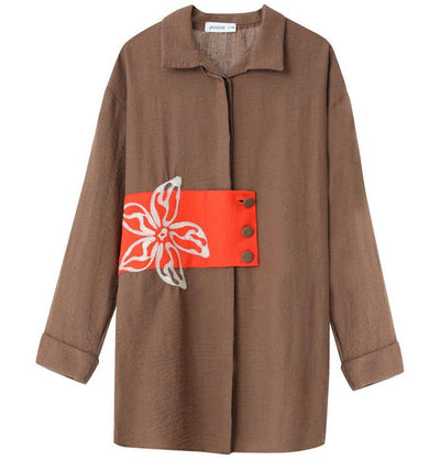 Modefa Tunic Modest Women's Abstract Tunic 10293 - Brown & Light Red