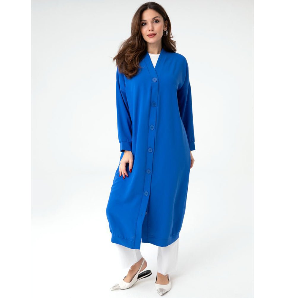 Modefa Tunic Modest Women's Cardigan Tunic 10244 - Blue