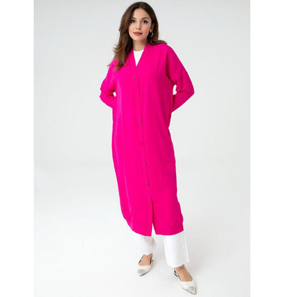 Modefa Tunic Modest Women's Cardigan Tunic 10244 - Fuchsia