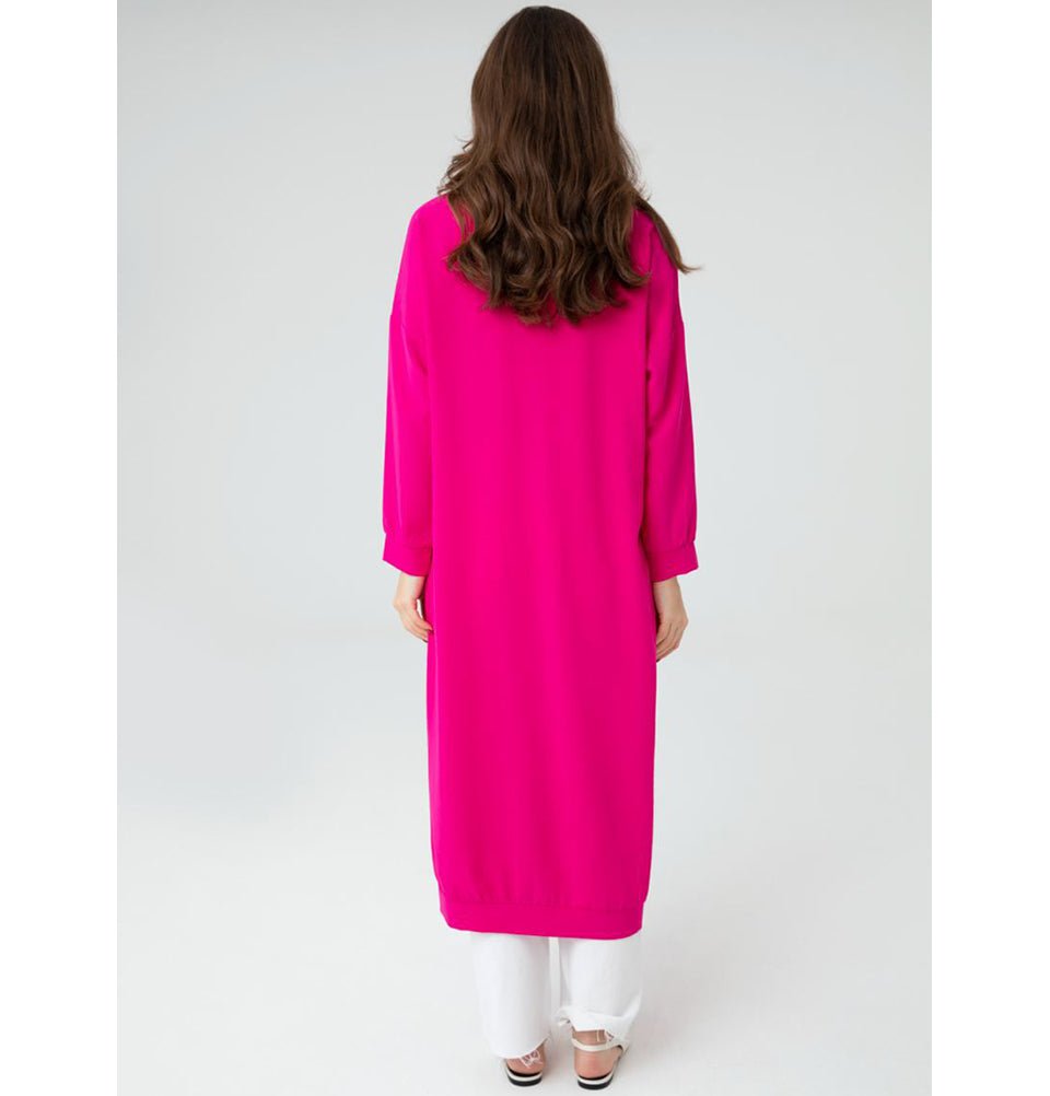 Modefa Tunic Modest Women's Cardigan Tunic 10244 - Fuchsia