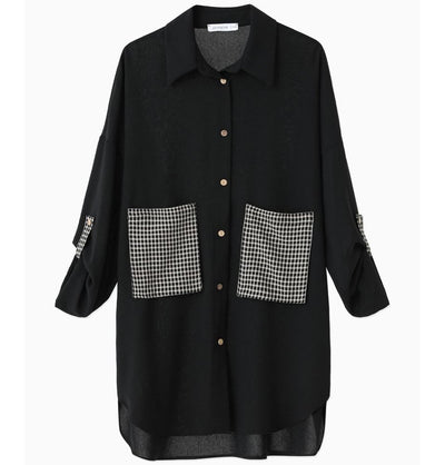 Modefa Tunic Modest Women's Checkered Tunic 10306 - Black