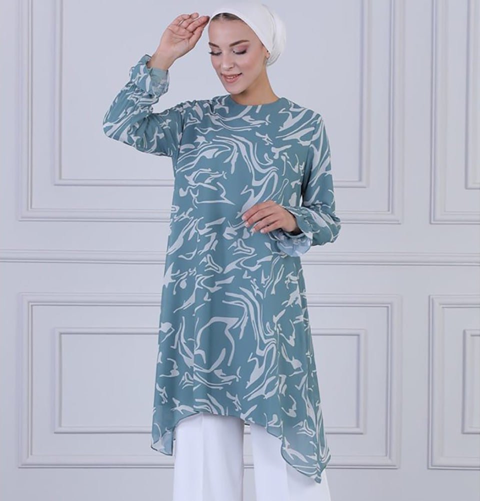 Modefa Tunic Modest Women's Formal Abstract Tunic & Pants Set 9269-04 - Mint