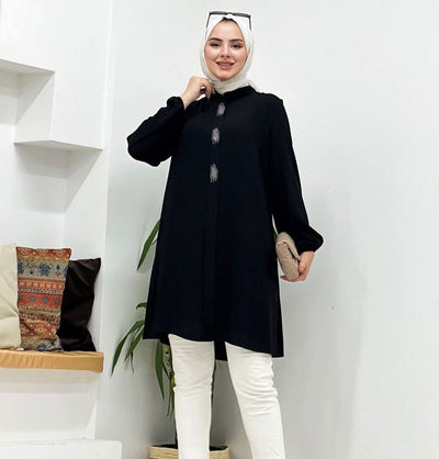 Modefa Tunic Modest Women's Formal Tunic 40102 - Black