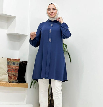 Modefa Tunic Modest Women's Formal Tunic 40102 - Blue