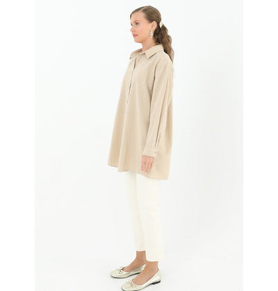 Modefa Tunic Modest Women's Gemmed Tunic 10509 - Beige