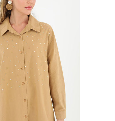 Modefa Tunic Modest Women's Gemmed Tunic 10509 - Camel