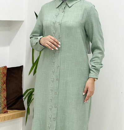 Modefa Tunic Modest Women's Glittery Tunic 40130 - Mint