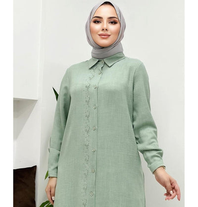 Modefa Tunic Modest Women's Glittery Tunic 40130 - Mint