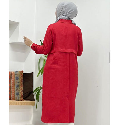 Modefa Tunic Modest Women's Glittery Tunic 40130 - Red