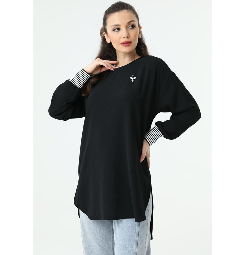 Modefa Tunic Modest Women's Loose Tunic 10278 - Black